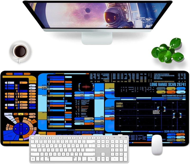 T TOPLAY Spacecraft Dashboard Gaming Mouse Pad Large Mouse Pad Office Desk Accessories XL Desk Mat 31.5x11.8x0.12 inch Blue Large Desk Pad Keyboard Pad (Console) - Image 1